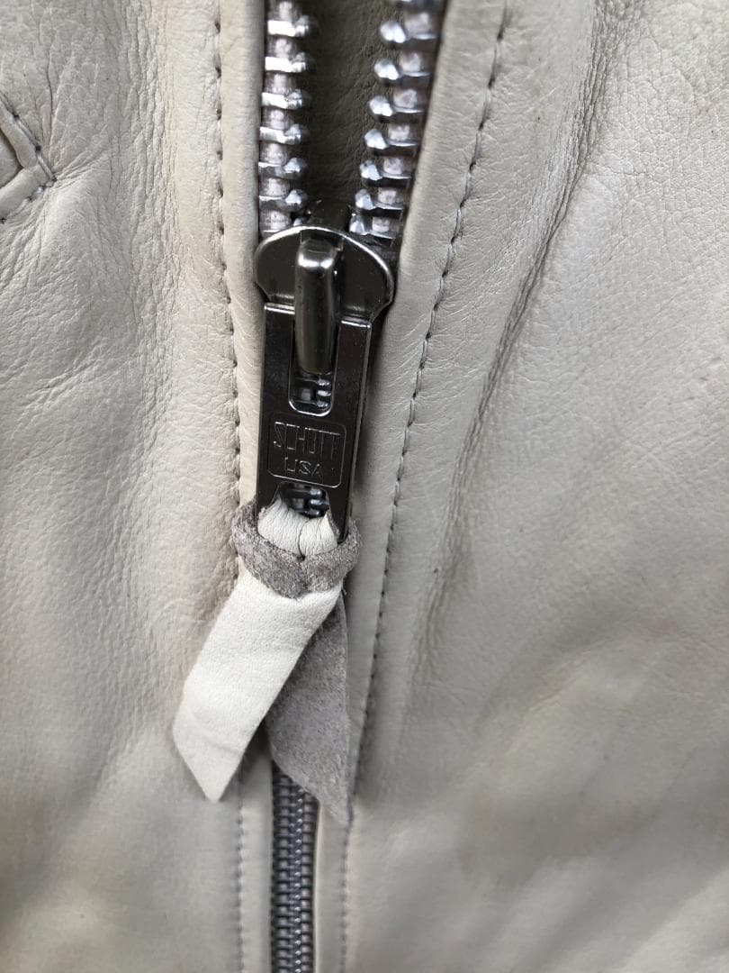 [訳あり] 新品 Schott ダブルライダースレザージャケット アイボリー/L
