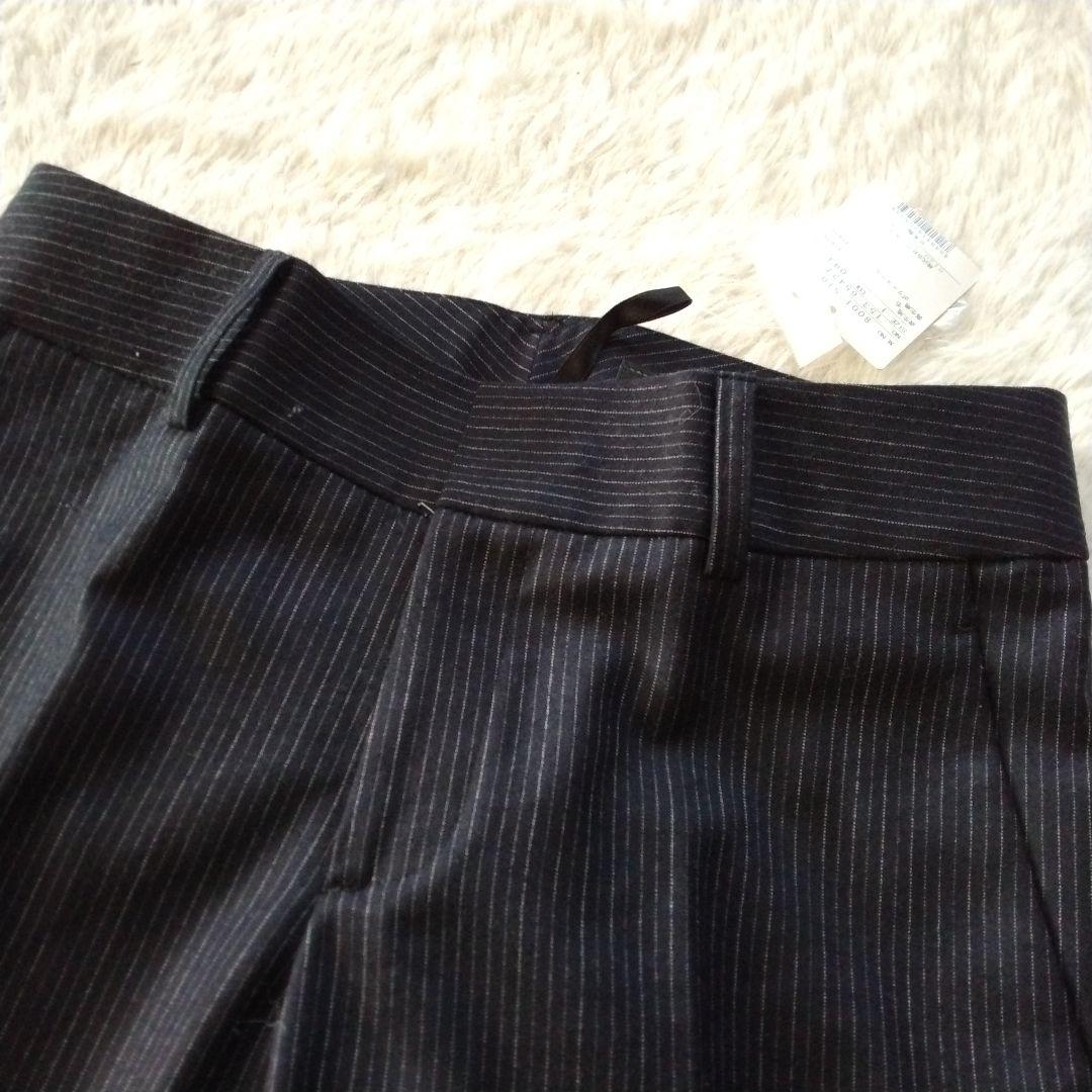 【アンタイトル】未使用 ストライプ パンツスーツ セットアップ ウール ネイビー