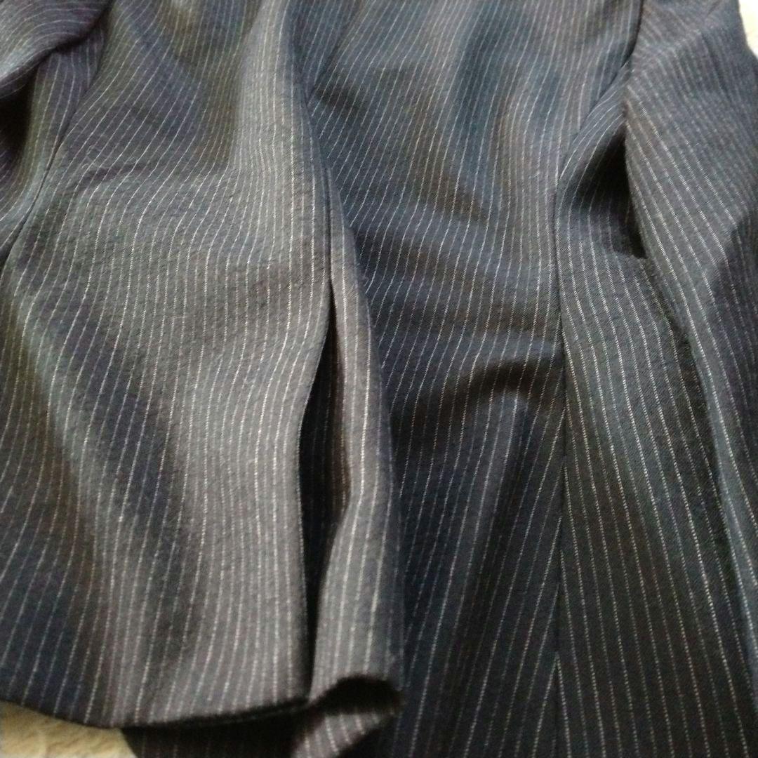【アンタイトル】未使用 ストライプ パンツスーツ セットアップ ウール ネイビー