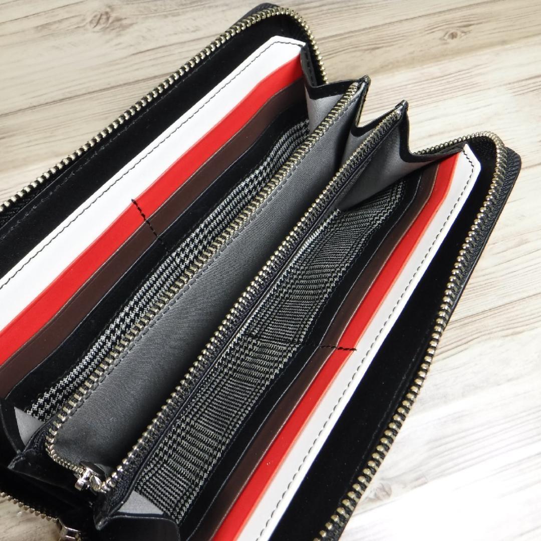 タケオキクチ 定価22000円 黒ラウンドファスナー長財布 イタリアンレザー牛革