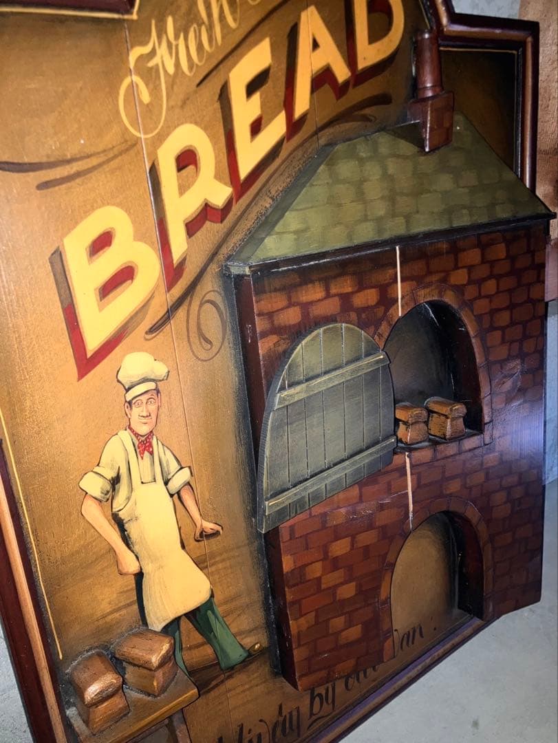 イギリス直輸入品　木製　Fresh Baked Bread 立体アート