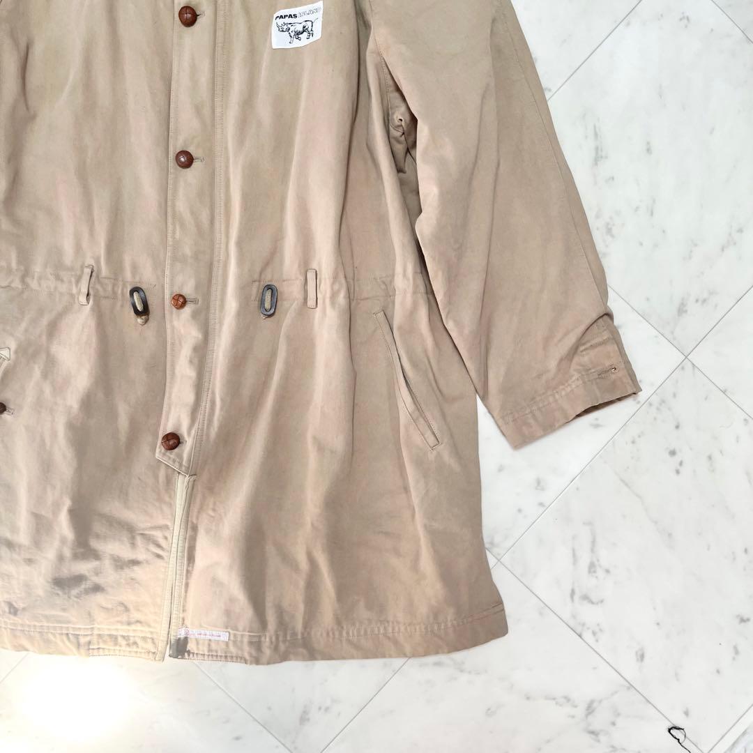 papas パパス モッズコート ミリタリージャケット ベージュブラウン M