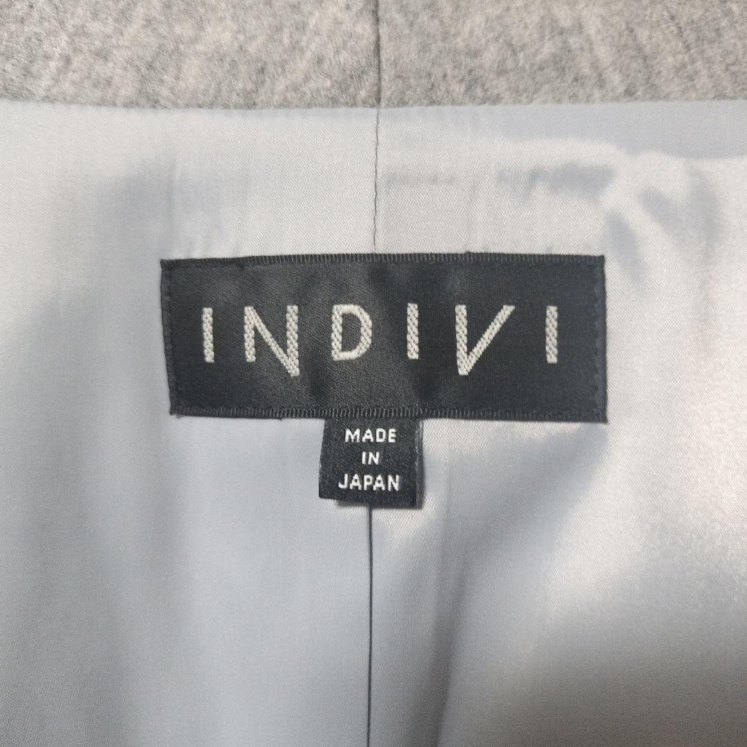 美品✨️大きいサイズ✨️INDIVI ノーカラー スーツ セットアップ