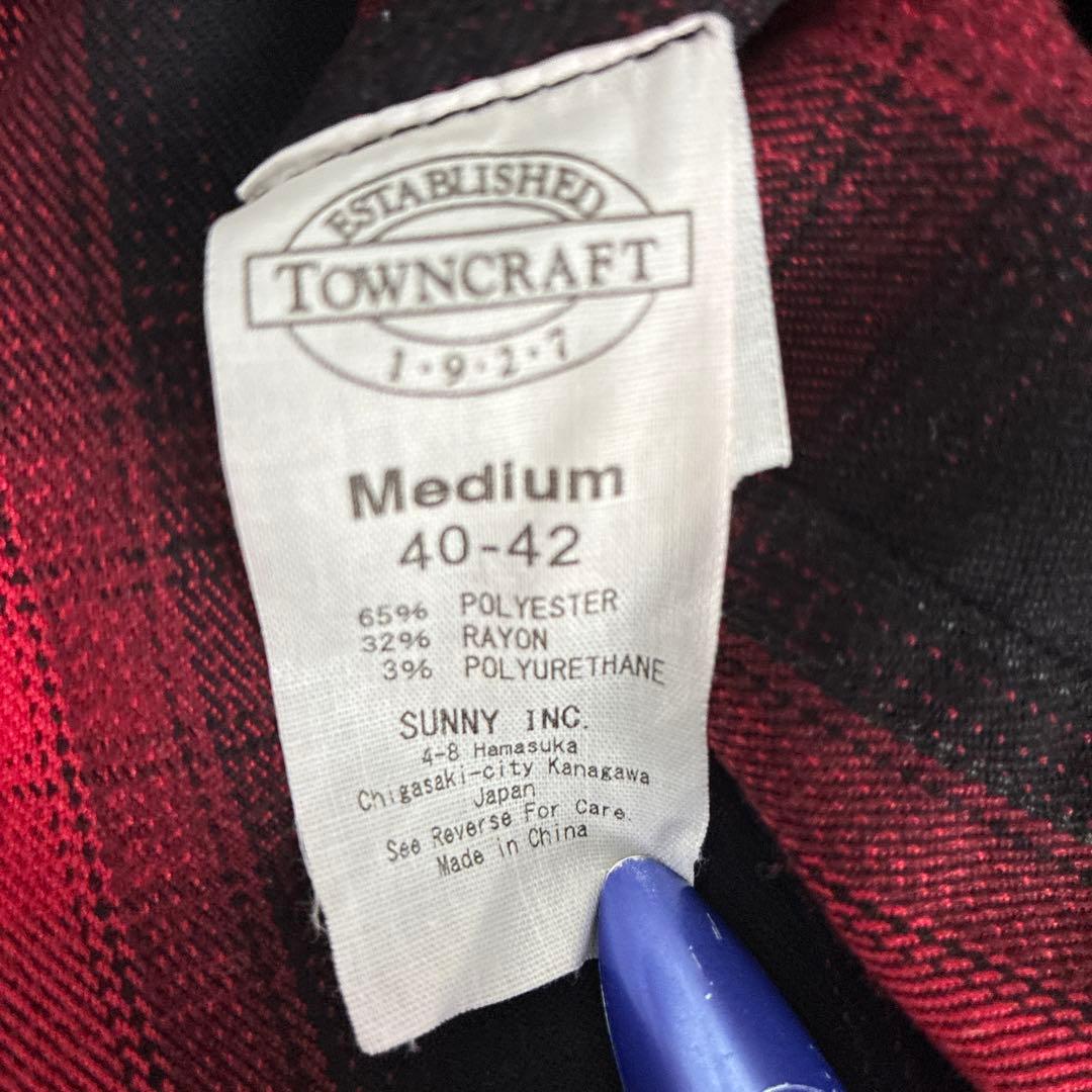 TOWNCRAFT ポリレーヨンシャツ オンブレ PENNEY'S 赤黒チェック