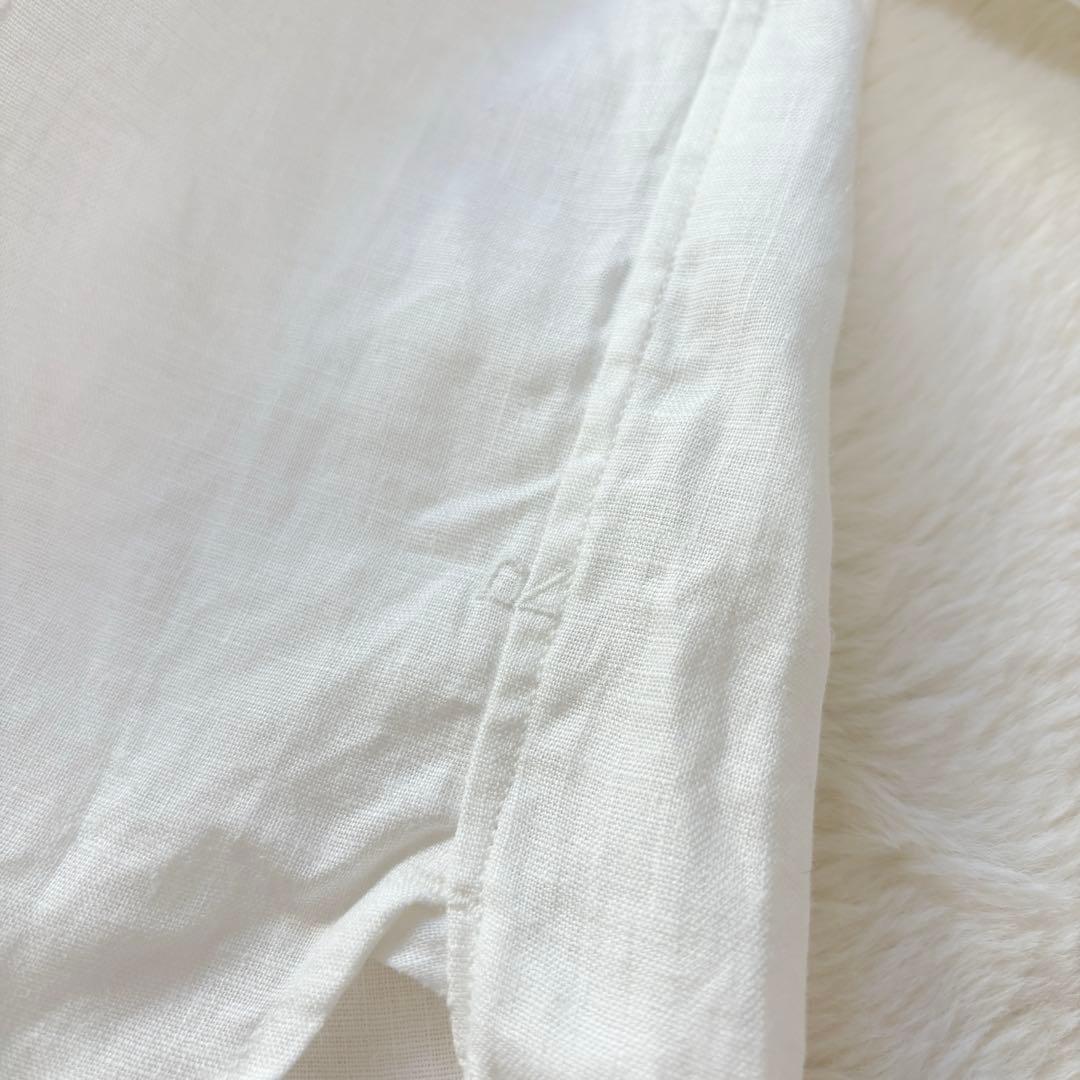 未使用タグ＊45R　スタンドカラー　ブラウス　ホワイト　リネン100%