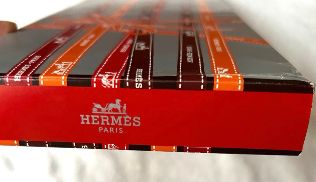 【今だけお値引き！】【美品】HERMES オレンジ シルクスカーフハンカチ