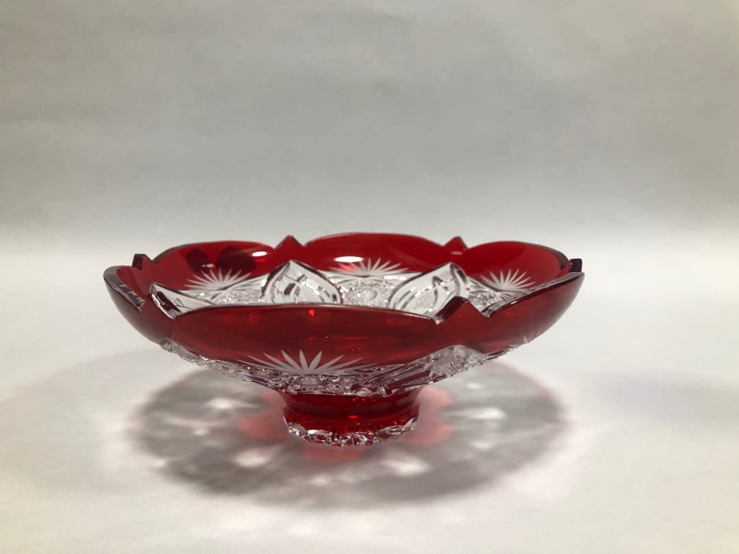 江戸切子丸型花瓶　クリスタル一輪挿し　ボヘミア小鉢　3点セット