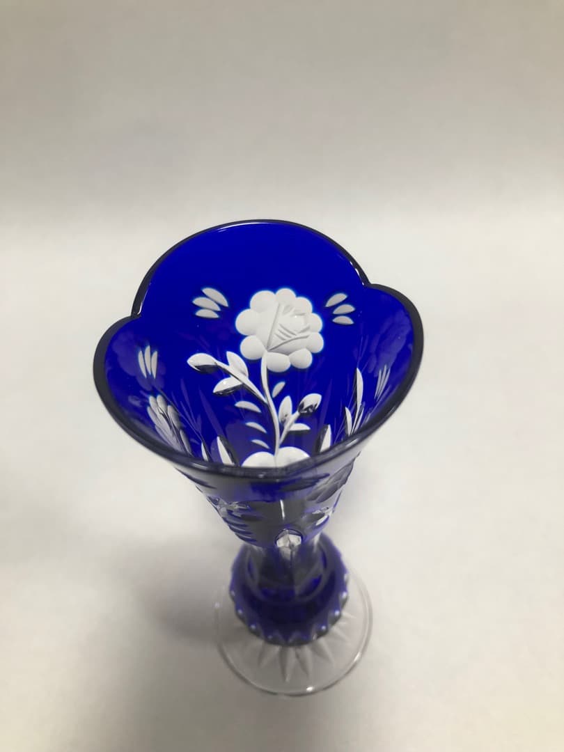 江戸切子丸型花瓶　クリスタル一輪挿し　ボヘミア小鉢　3点セット