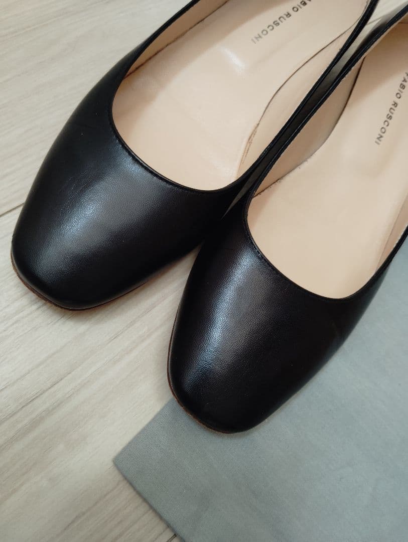 FABIO RUSCONI スクエアトウ　ローヒールパンプス 23.5cm　黒