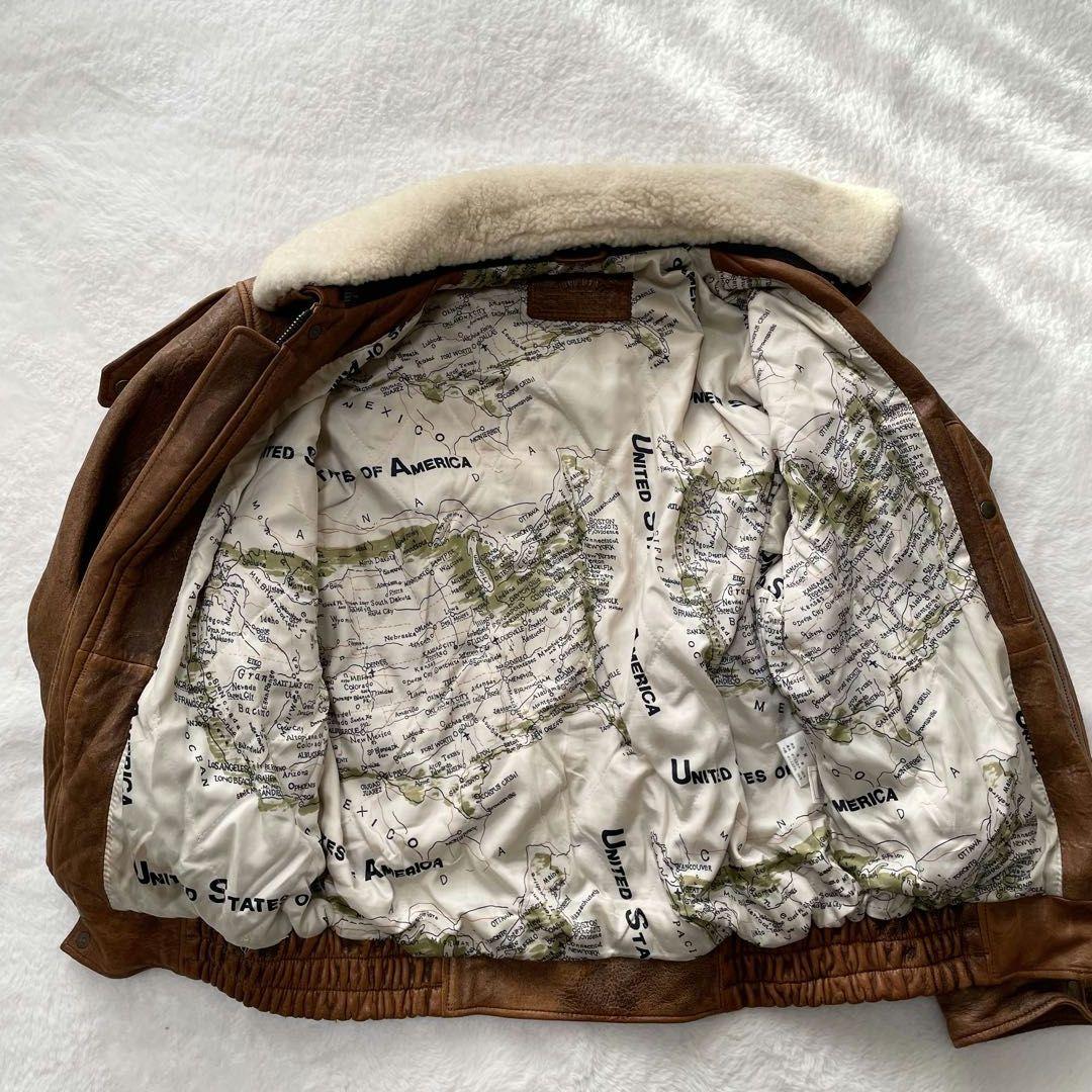 【地図柄L】VOLUNT G-1 A-2 レザー フライトジャケット　ブラウン