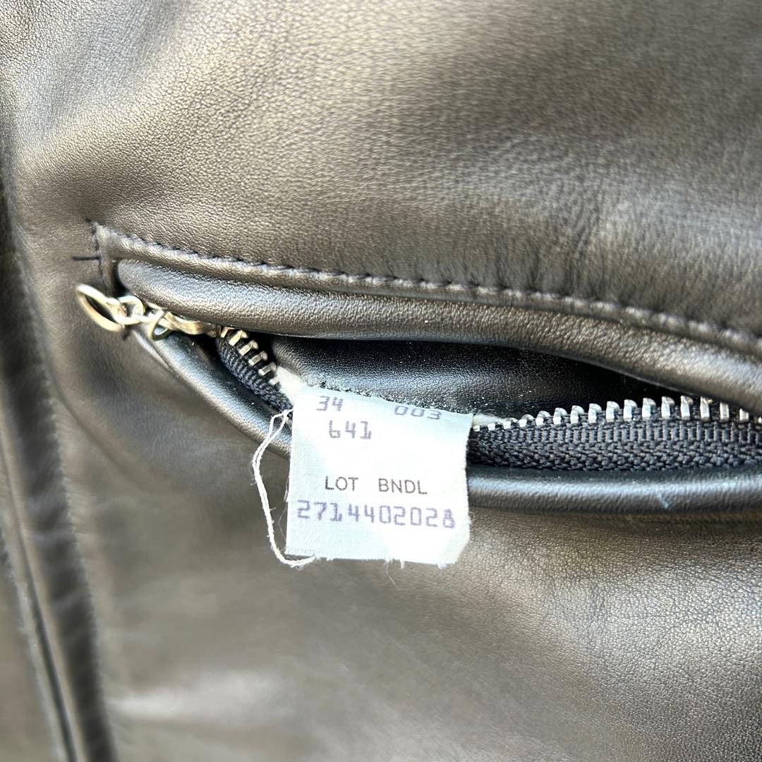 【極美品】ショット　シングルライダースジャケット　ボアライナー付き　黒　34