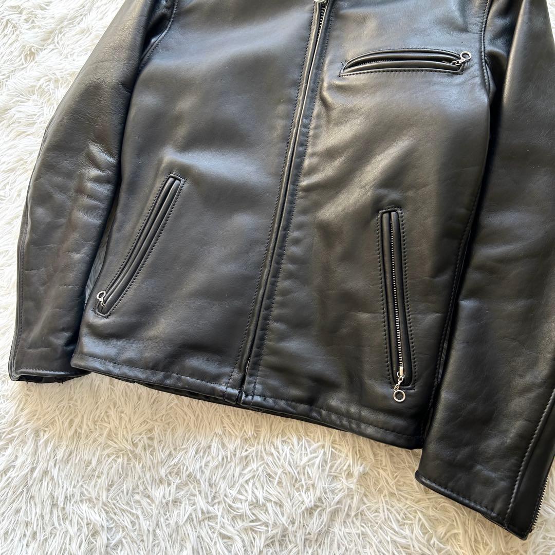 【極美品】ショット　シングルライダースジャケット　ボアライナー付き　黒　34