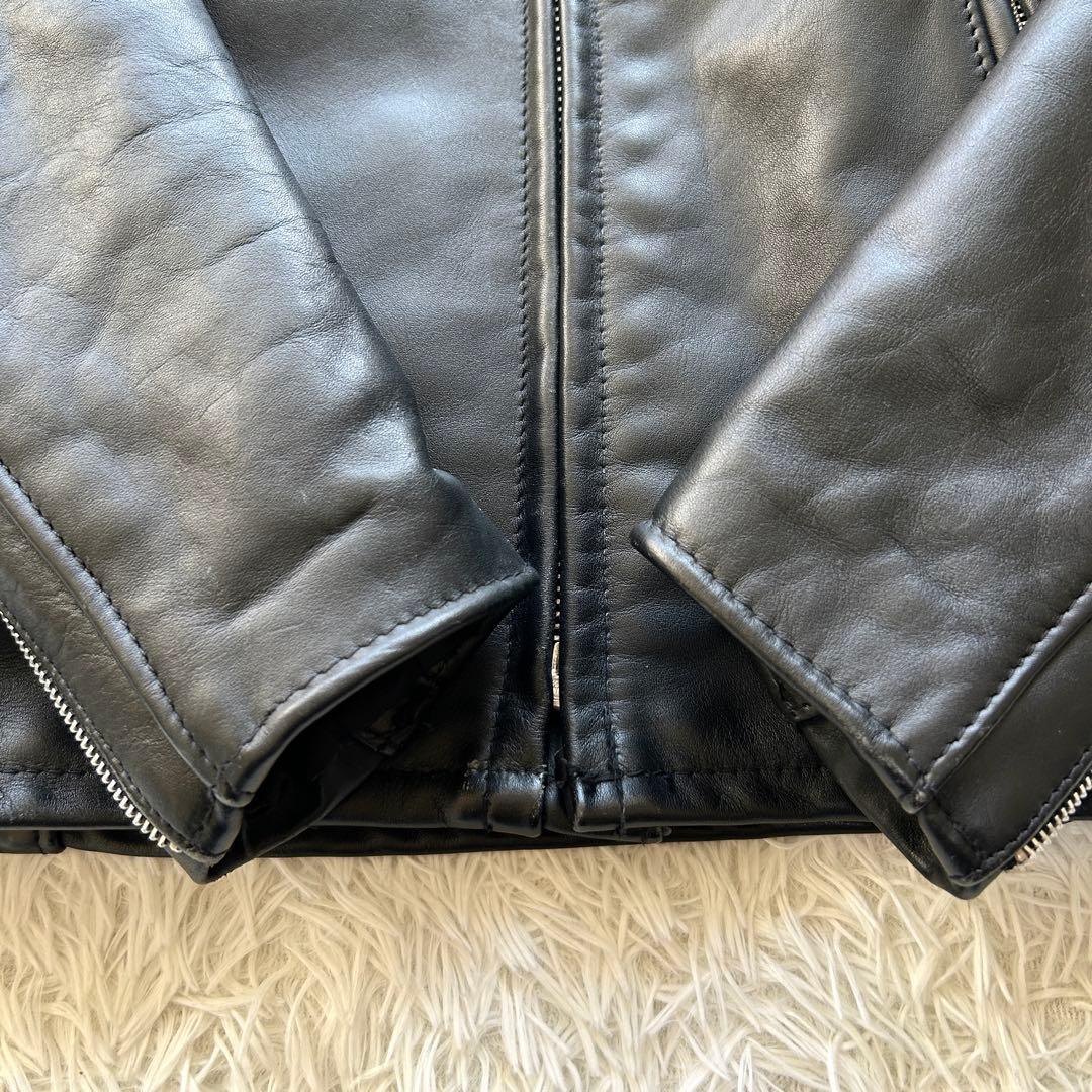 【極美品】ショット　シングルライダースジャケット　ボアライナー付き　黒　34