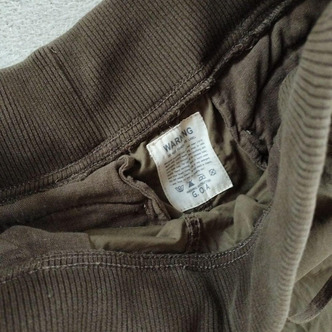 希少goaミリタリーポーチ付きロングスカートy2k カーキリネンジップ