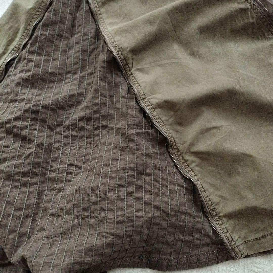 希少goaミリタリーポーチ付きロングスカートy2k カーキリネンジップ