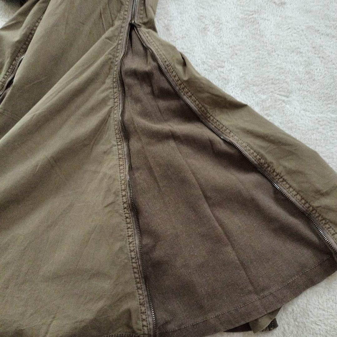 希少goaミリタリーポーチ付きロングスカートy2k カーキリネンジップ