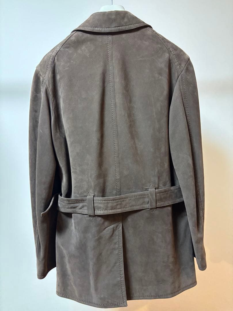 HERMES ブラウン スェードレザー ジャケット ベルト付き