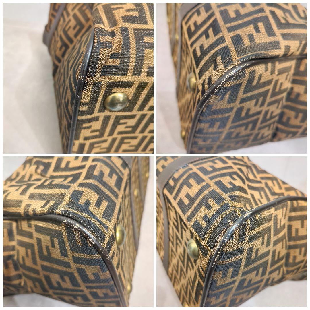 FENDI フェンディ ボストンバッグ ズッカ柄 大容量 キャンバス レザー