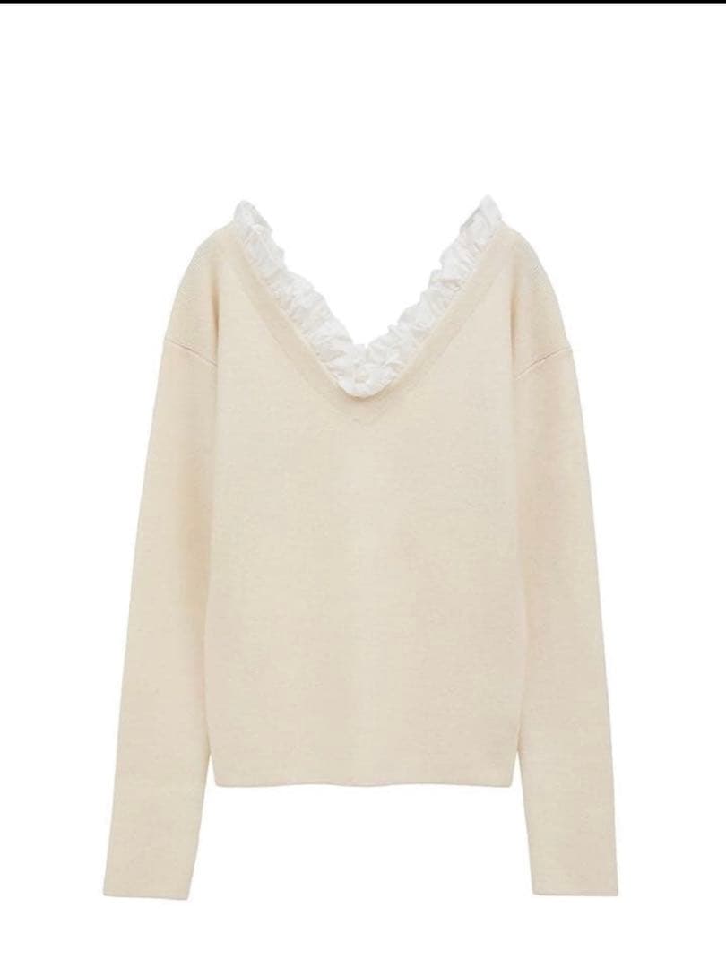 トップス 2WAY FRILL V NECK KNIT TOPS