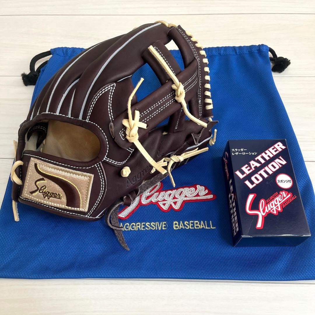 《新品/未使用》Slugger オーダーグローブ 軟式 内野手用 バーガンディ