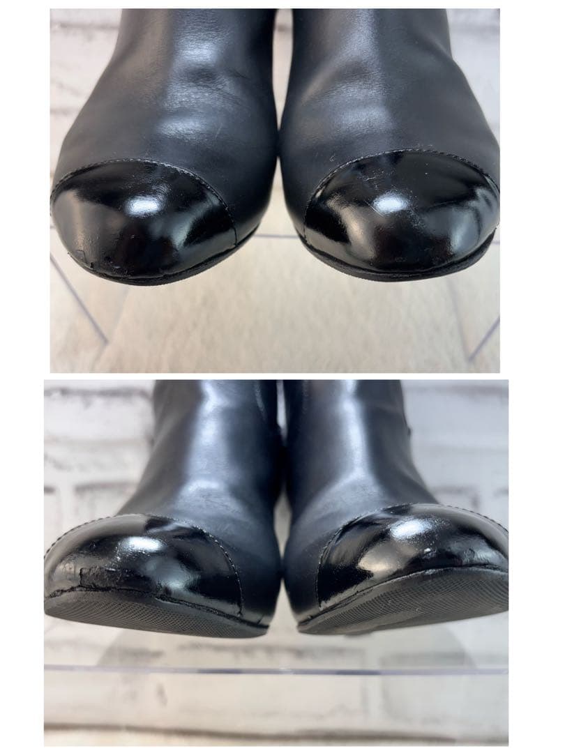 大幅値下げ★CHANEL・レザー切替 アンクル ココマーク ブーツ