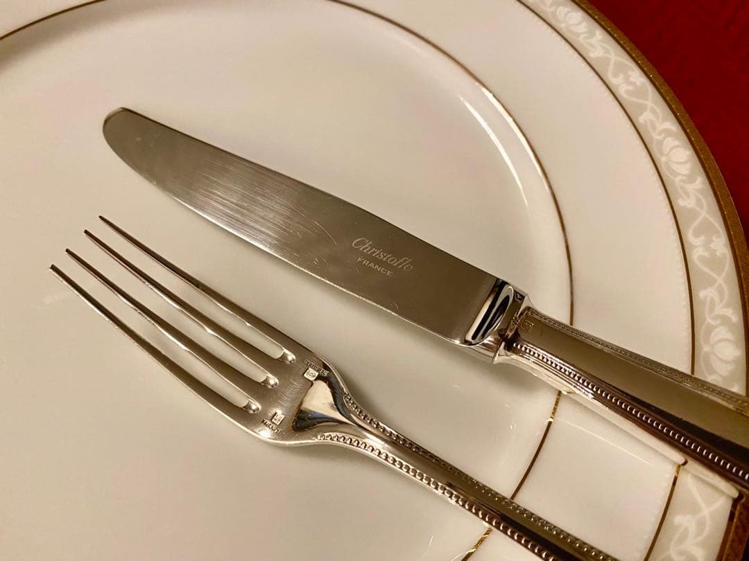 【上品なパール☆美品☆】クリストフル パール スタンダードカトラリー ペアセット