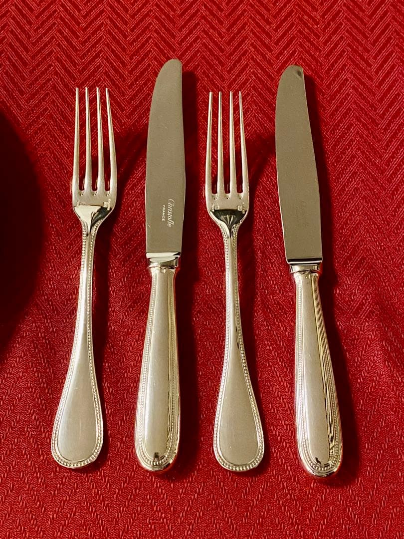 【上品なパール☆美品☆】クリストフル パール スタンダードカトラリー ペアセット