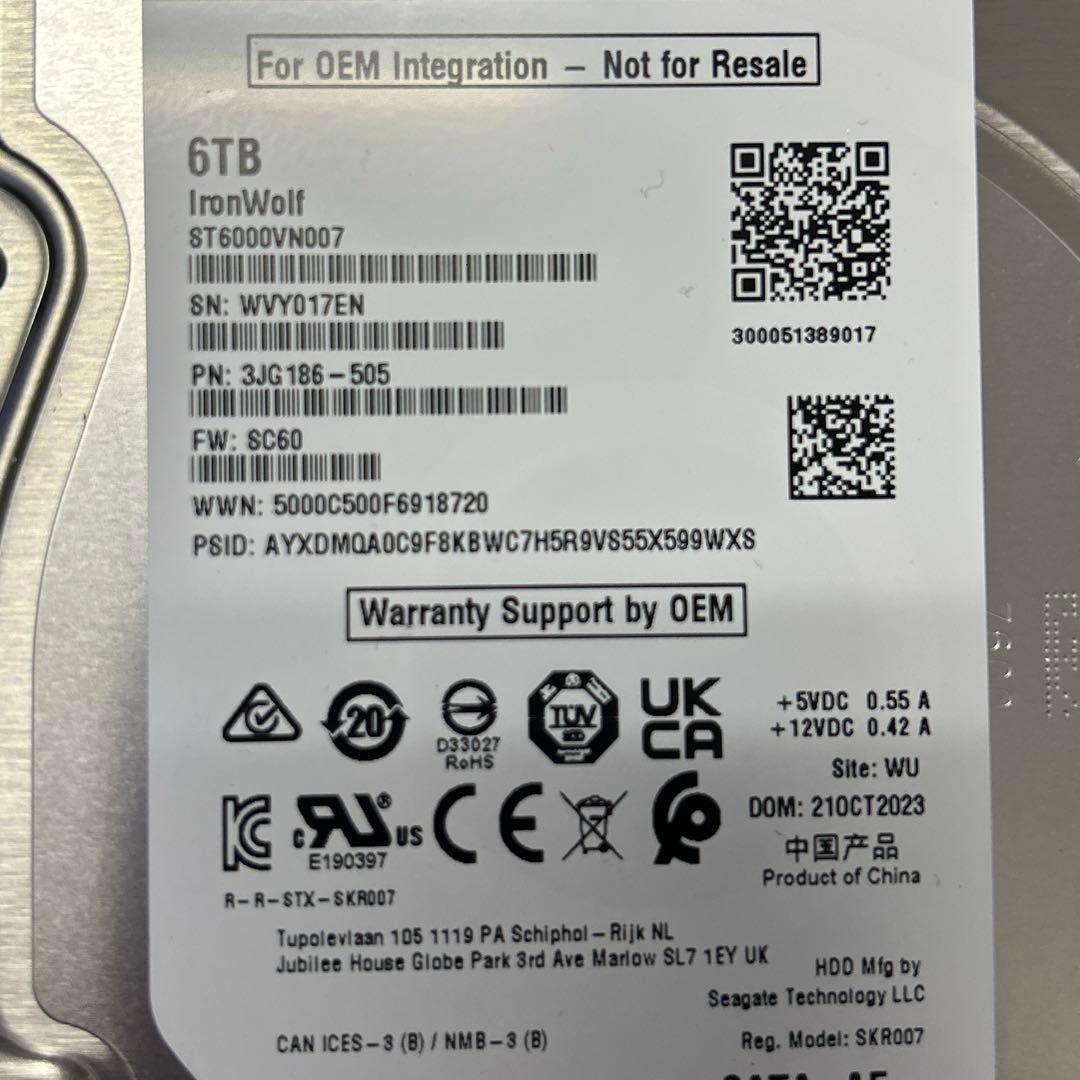 HDD RED 6TB 高品質モデル　動作OK