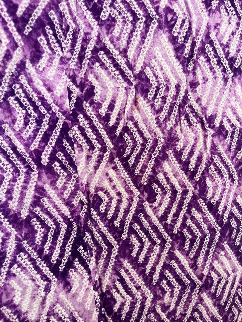 浴衣　有松鳴海絞り　パープル　紫　パステルカラー　総絞り　絞り浴衣