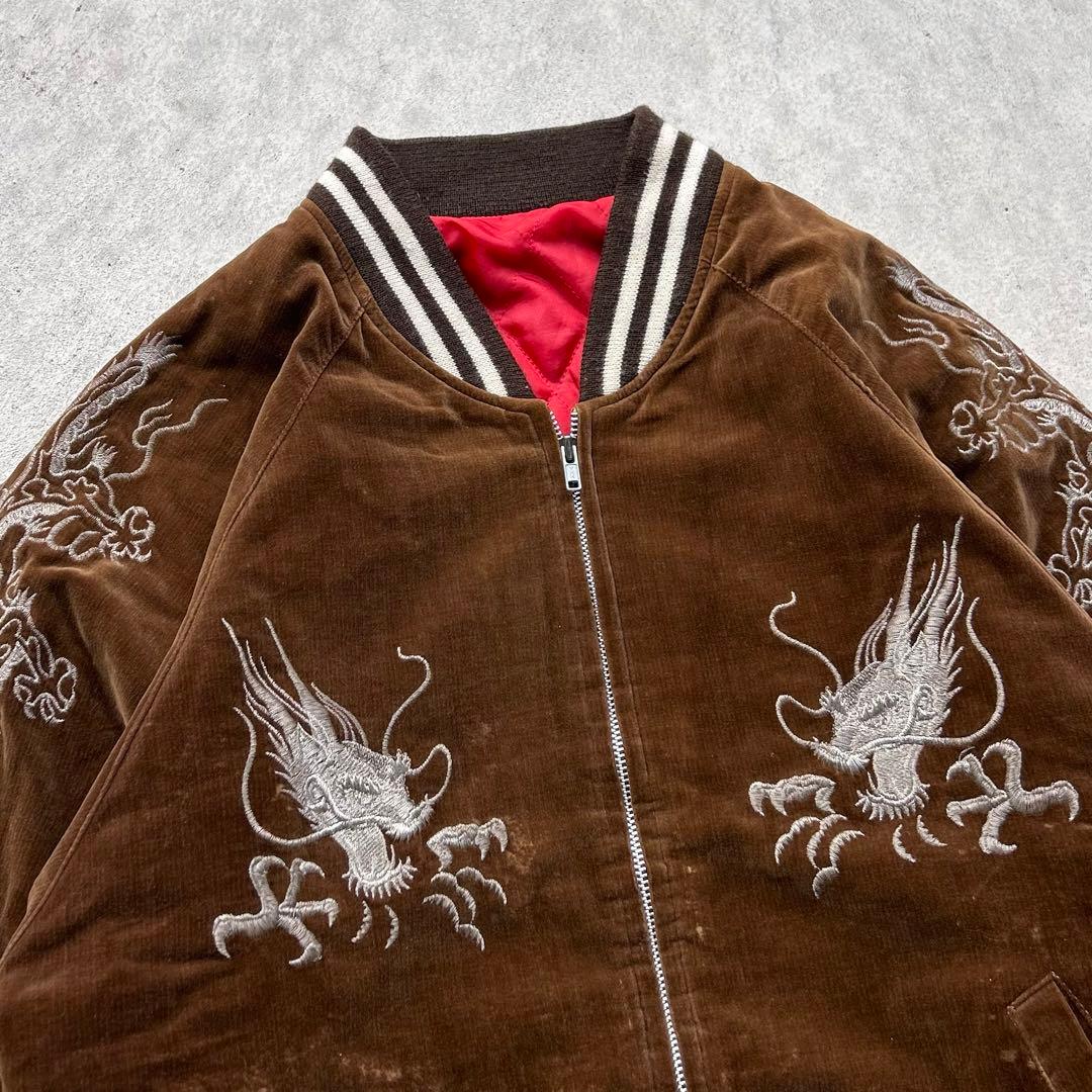 専用！70s - 80s vintage 龍 鷹 刺繍ロゴ ベロア スカジャン