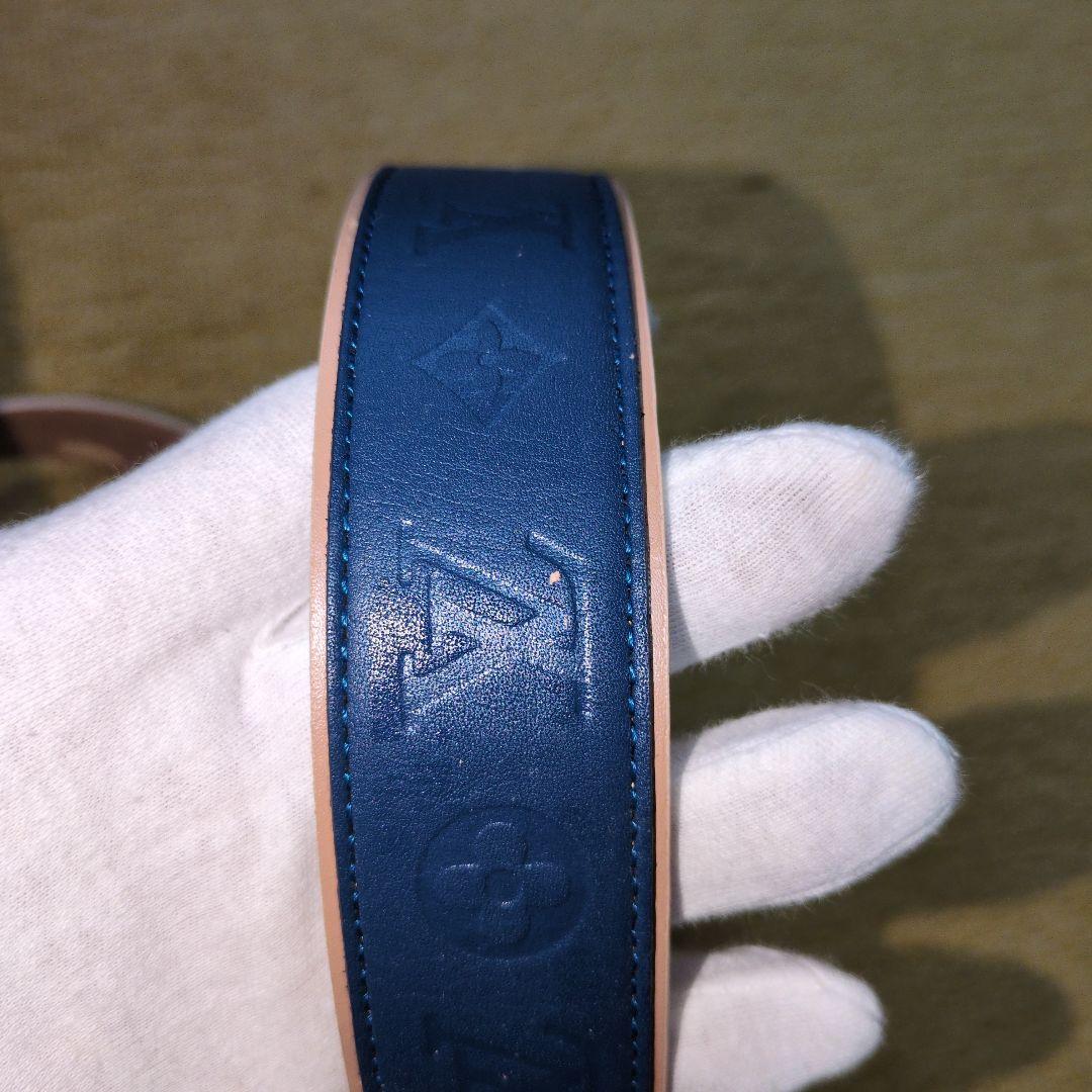 Louis Vuitton ネイビー レザーベルト ルイヴィトン LV