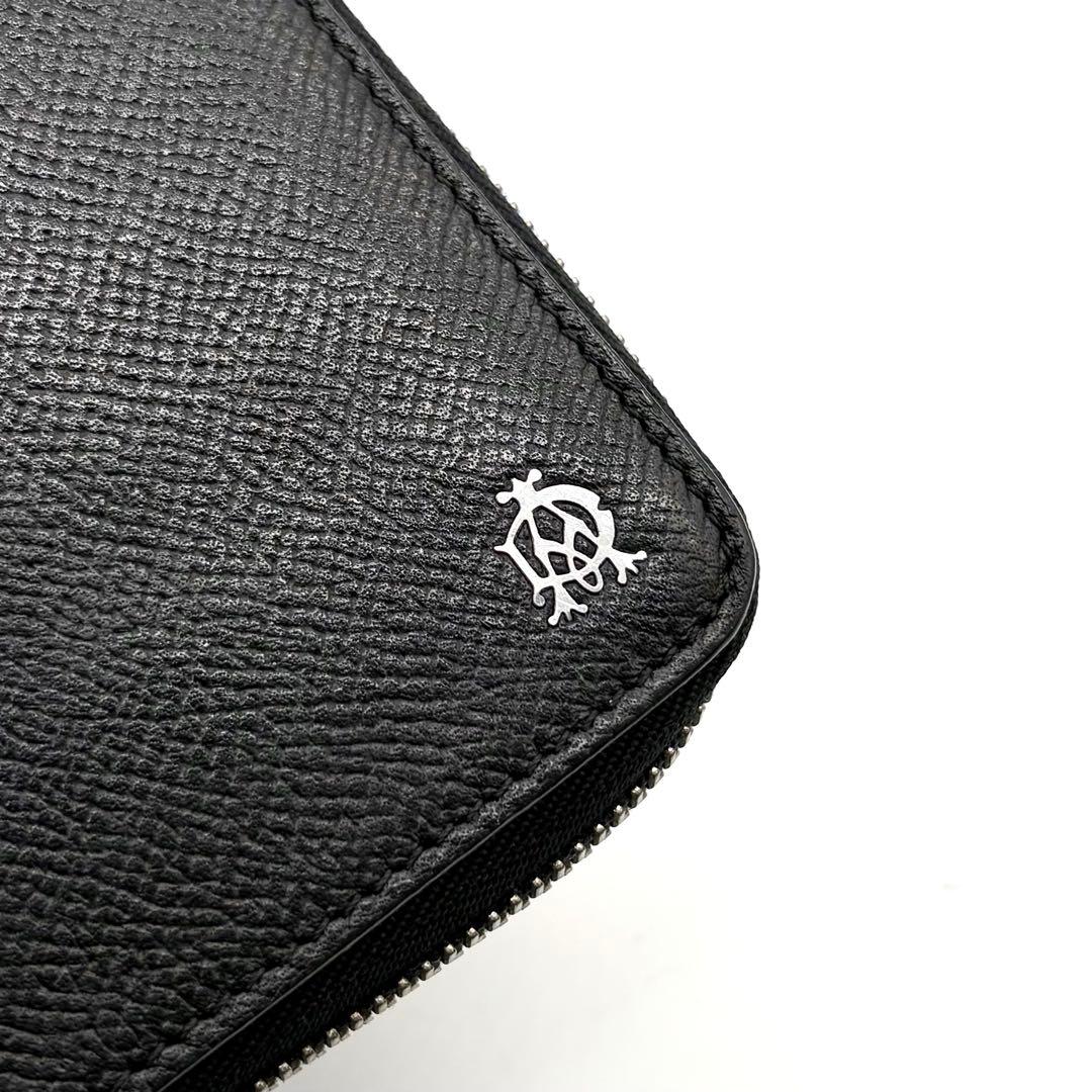 【美品】ダンヒル 長財布 オーガナイザー ラウンドジップ レザー ブラック