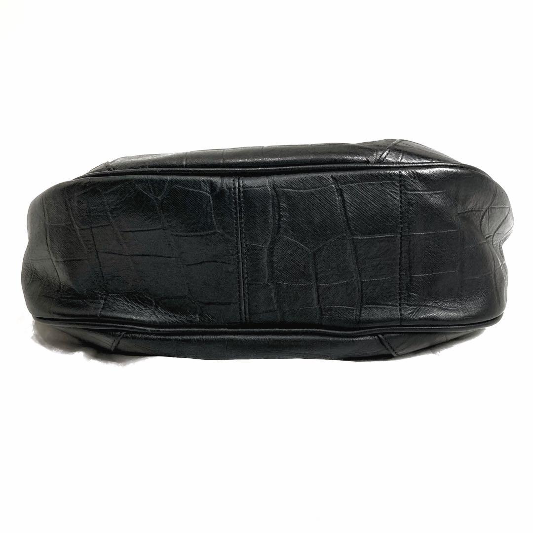 美品✨aniary バルケッタ クロコ型押しショルダーバッグ 三日月 チャーム付