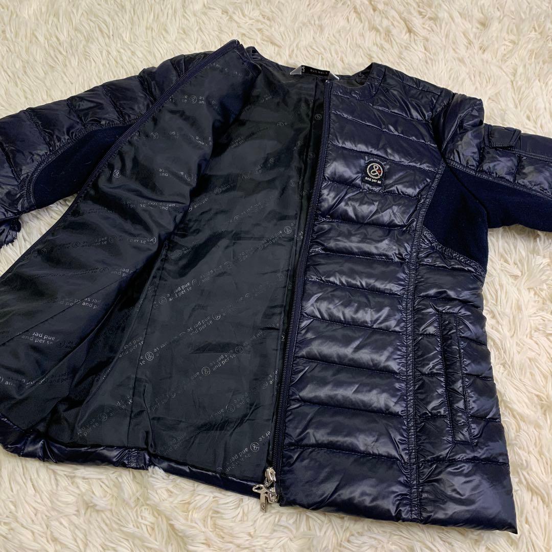美品✨ and per se アンパスィ　ダウンジャケット　ノーカラー　ネイビー