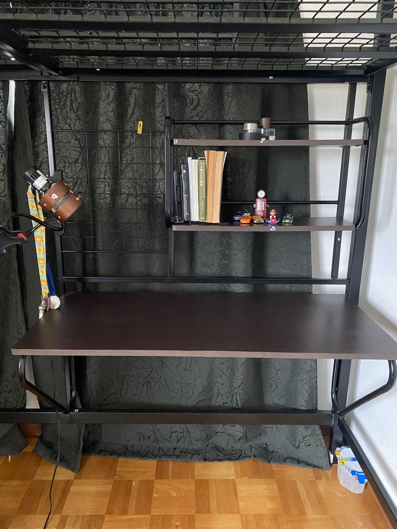 黒 ロフトベッド デスク付き メタルフレーム ニトリ　ロフトベッド　アルルN