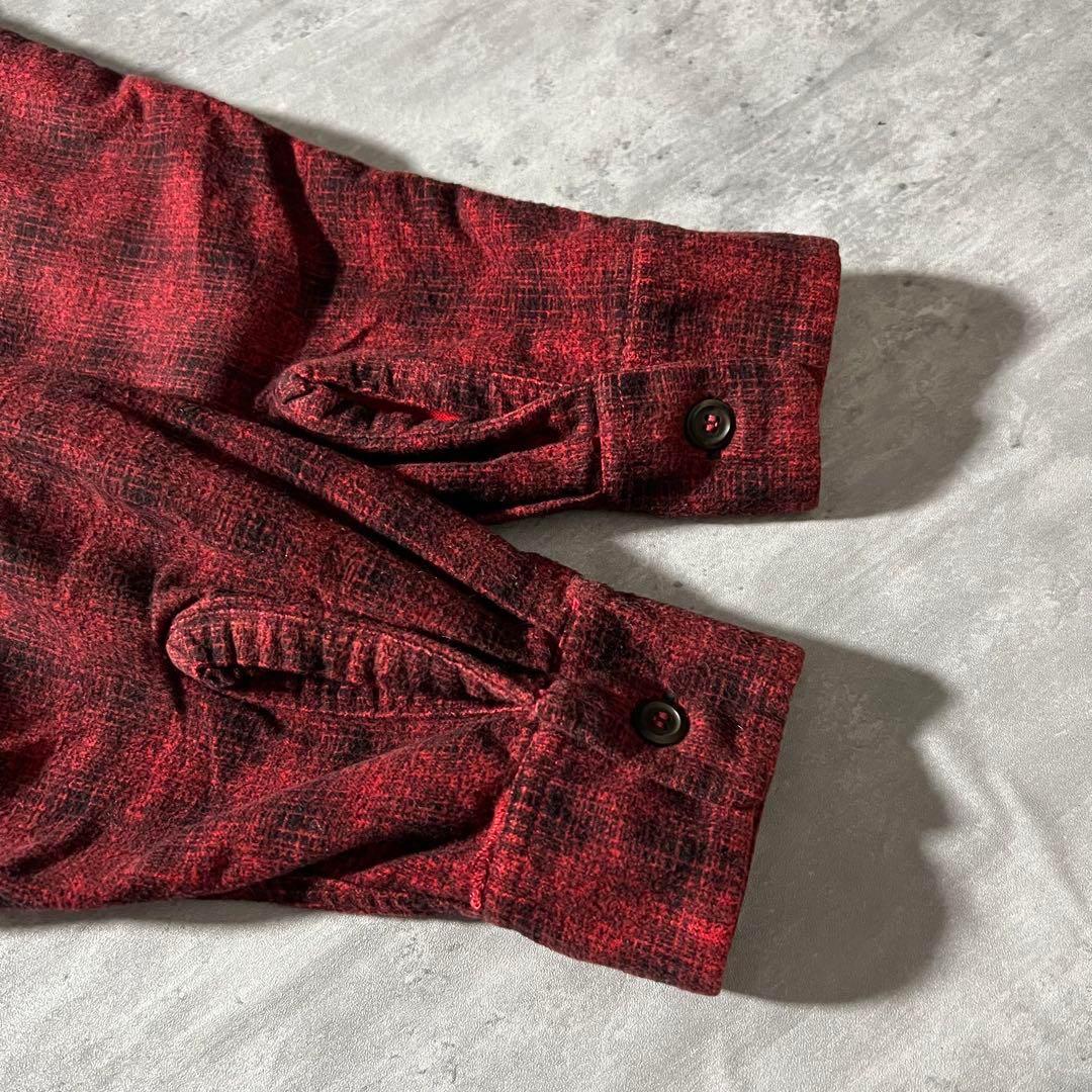 【バッファロー、オンブレライク】Warehousd起毛ネルシャツ古着アメカジ赤.