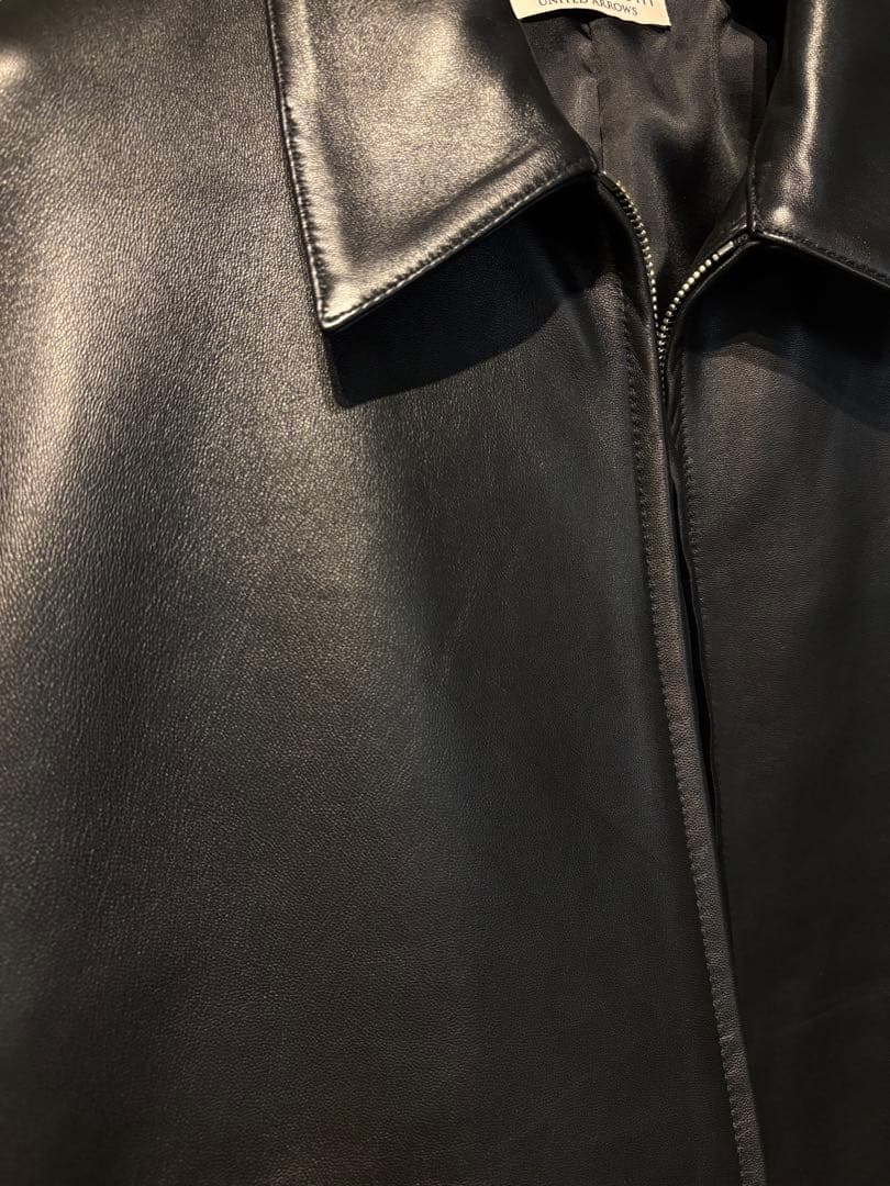 【美品】25AW ユナイテッドアローズ シープレザー ジップ ブルゾン 黒 L
