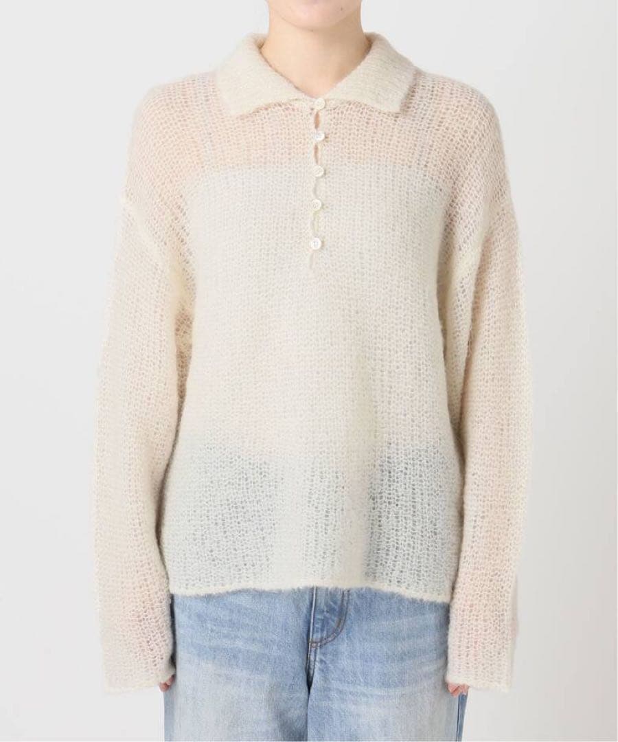 Plage ALPACA MIX BUTTON ニット ホワイト
