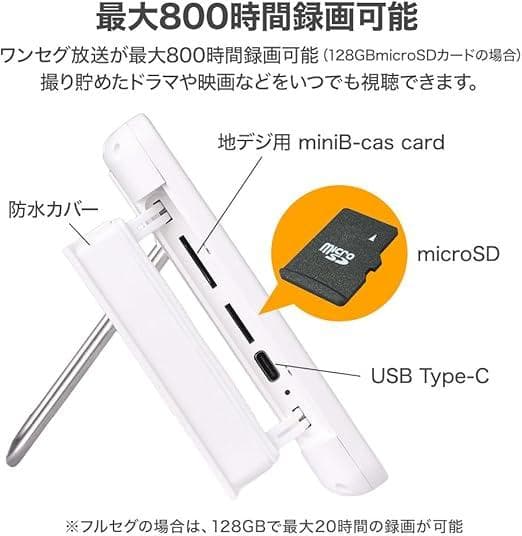 お風呂用 ポータブルテレビ 7インチ IP6防水 防塵（タフバッテリー搭載）