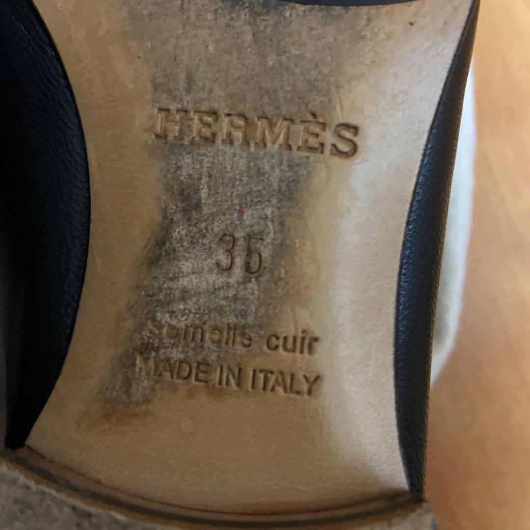 本日7日限定価格エルメス　モカシン　パリ　シルバー金具　35