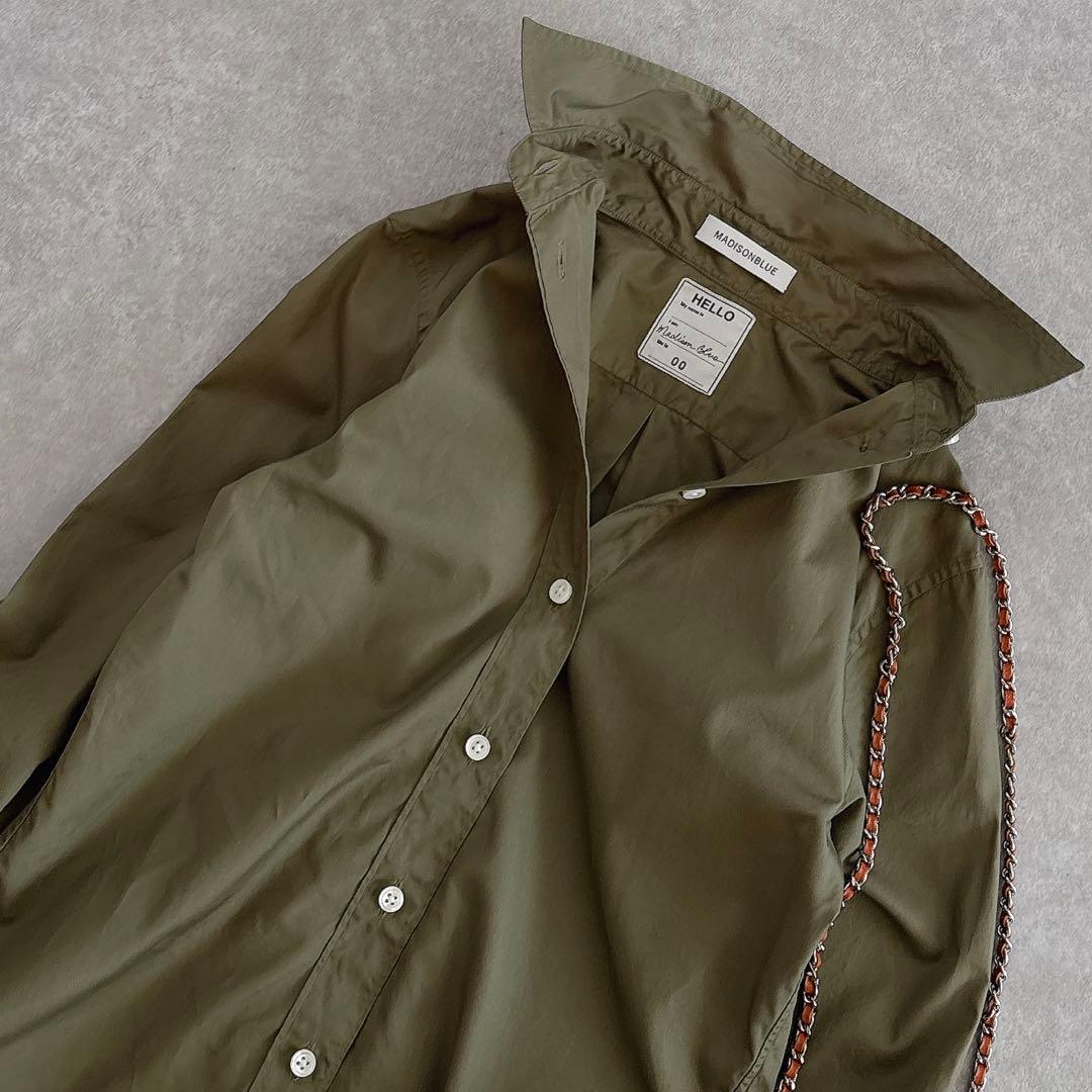 美品 マディソンブルー 蛯原友里さん着用 コットンマダムシャツ カーキ B刺繍