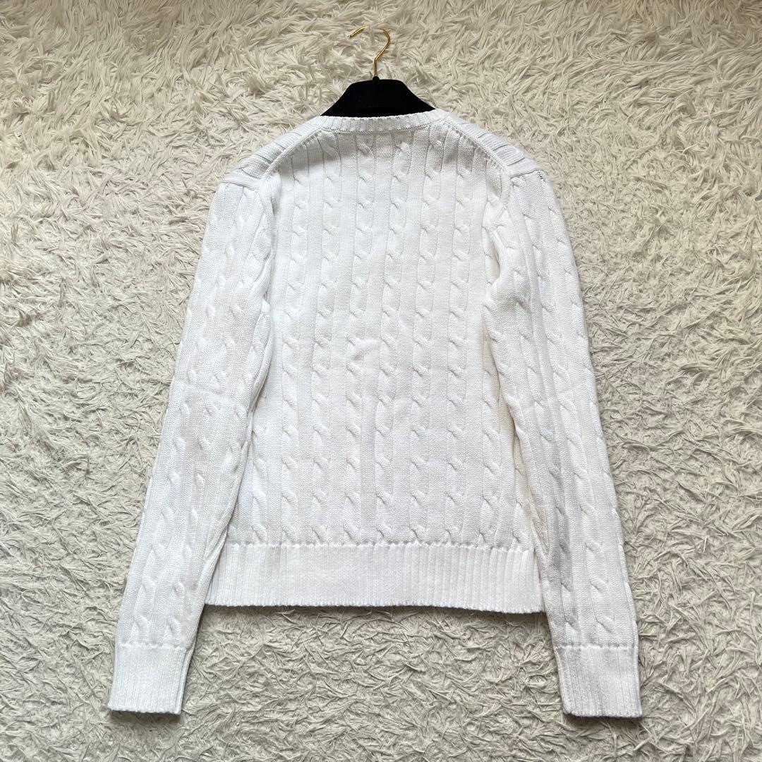 極美品 近年モデル ラルフローレン ケーブルニット コットン Vネック セーター