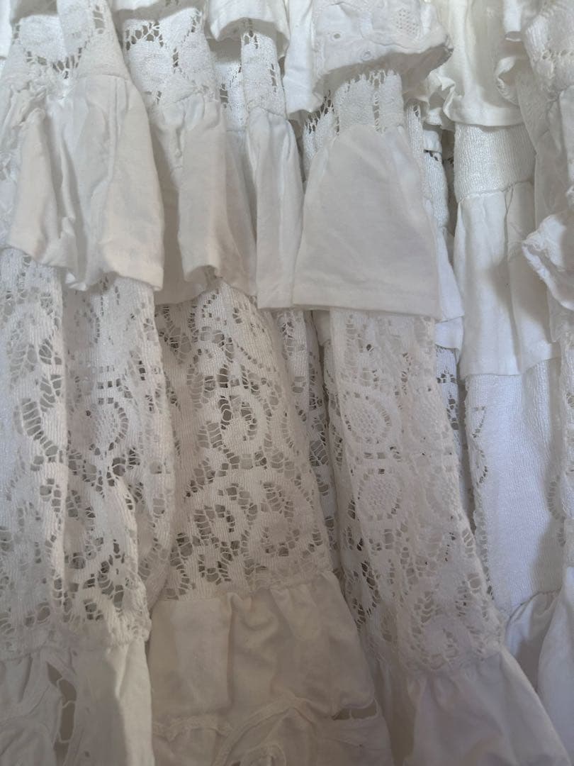kiki2 古着 ビンテージ リメイク ハンドメイド スカート レース 白