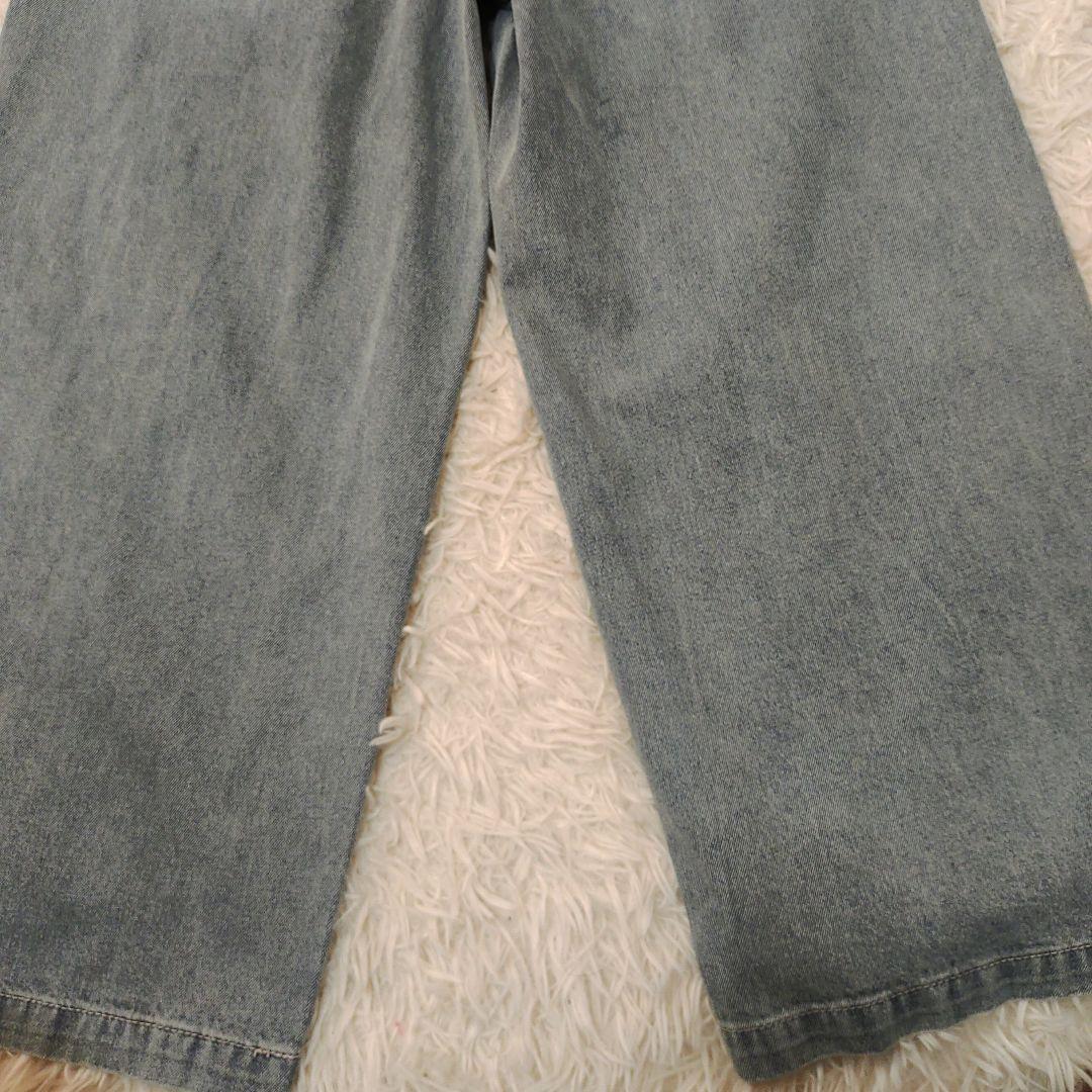 新品　DouDou　デニムワイドイージーパンツ　ブルー　ドゥドゥ