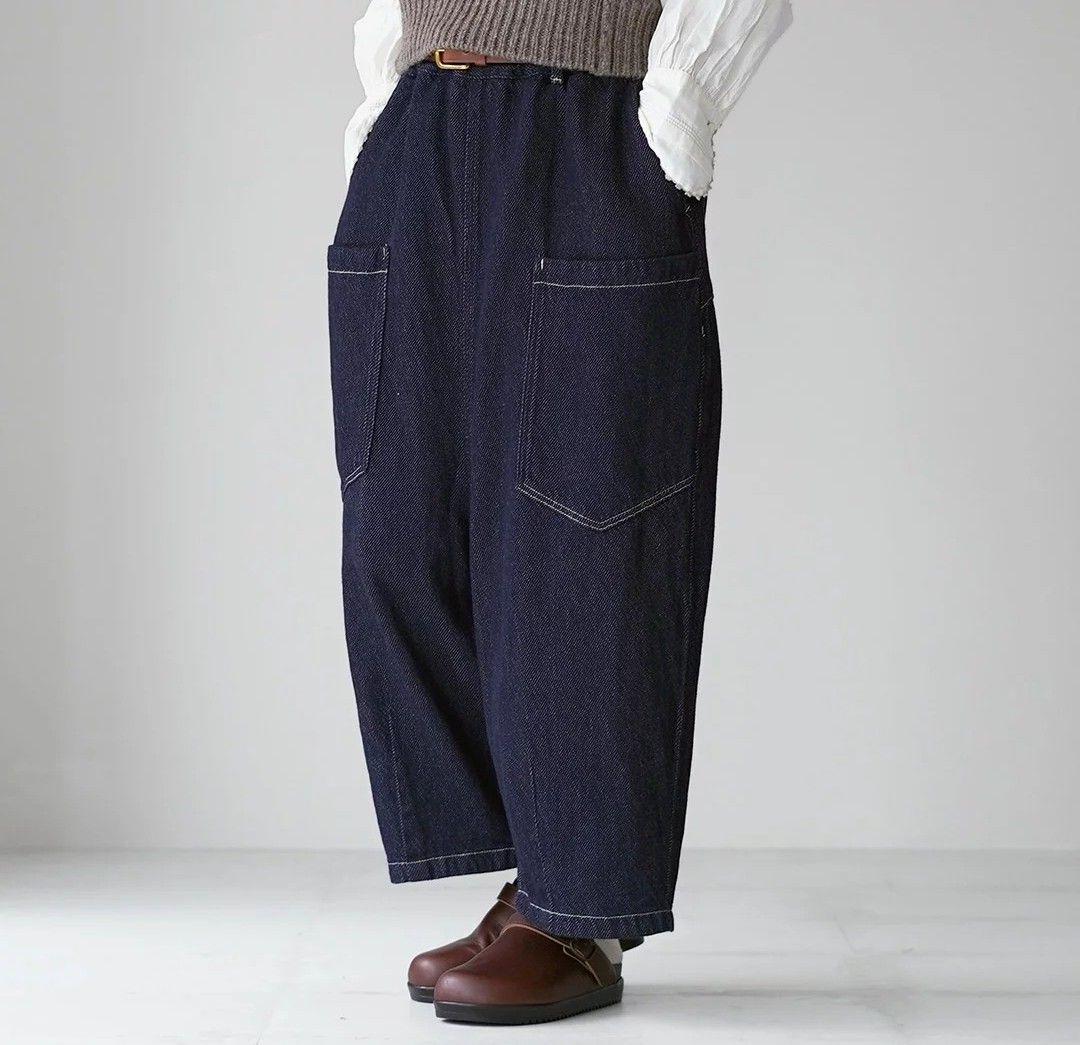 今期 tumugu（ツムグ） スラブヤーンデニム 8分丈パンツ インディゴ