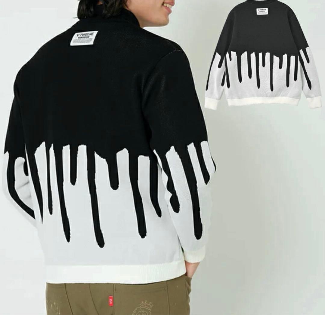 ¥28,600新品正規品【V12/XL裏地付きクルーネックニット長袖セーター秋冬