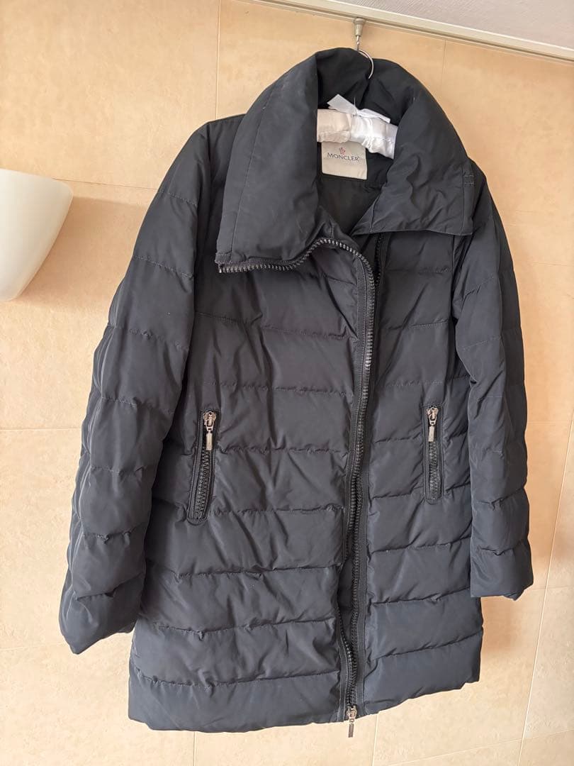 モンクレール ファスナー破損 黒ロングダウンコート MONCLER