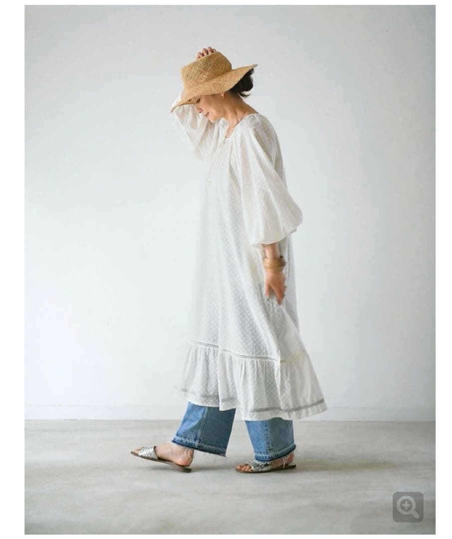 コットントビー刺繍ギャザーワンピース　2025SS