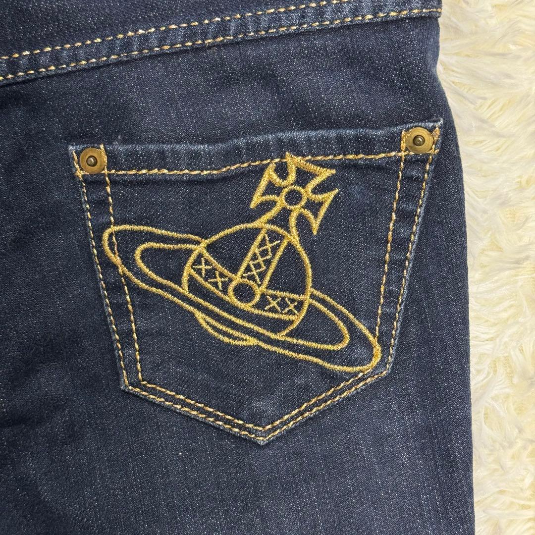 【希少/日本製】ヴィヴィアンウエストウッド 裾ジップ オーブ刺繍 デニム 2