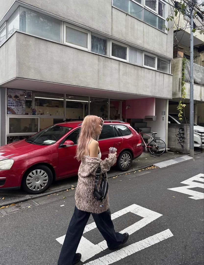 SLY スライ JQ LEOPARD カーディガン M/PNK レオパードニット